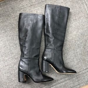 Sam Edelman Hiltin Black Leather Knee High Boots